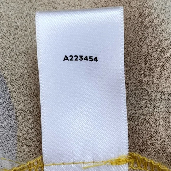 Karen Zambos KZ Feather Print Scalloped Dress Mustard Yellow Boho Size XS - Picture 9 of 10